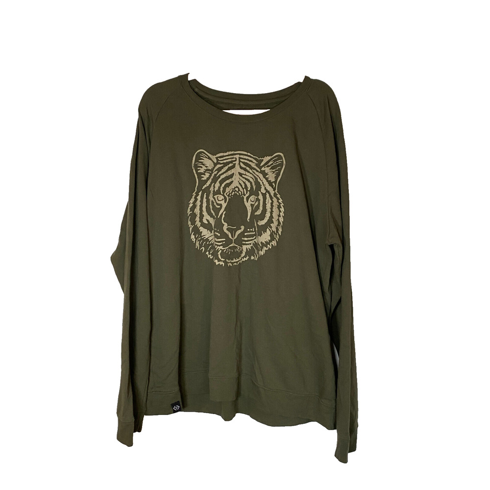 Cents of Style Crewneck Sz 3X (Fits more like 2X) Sweatshirt Tiger Olive Green